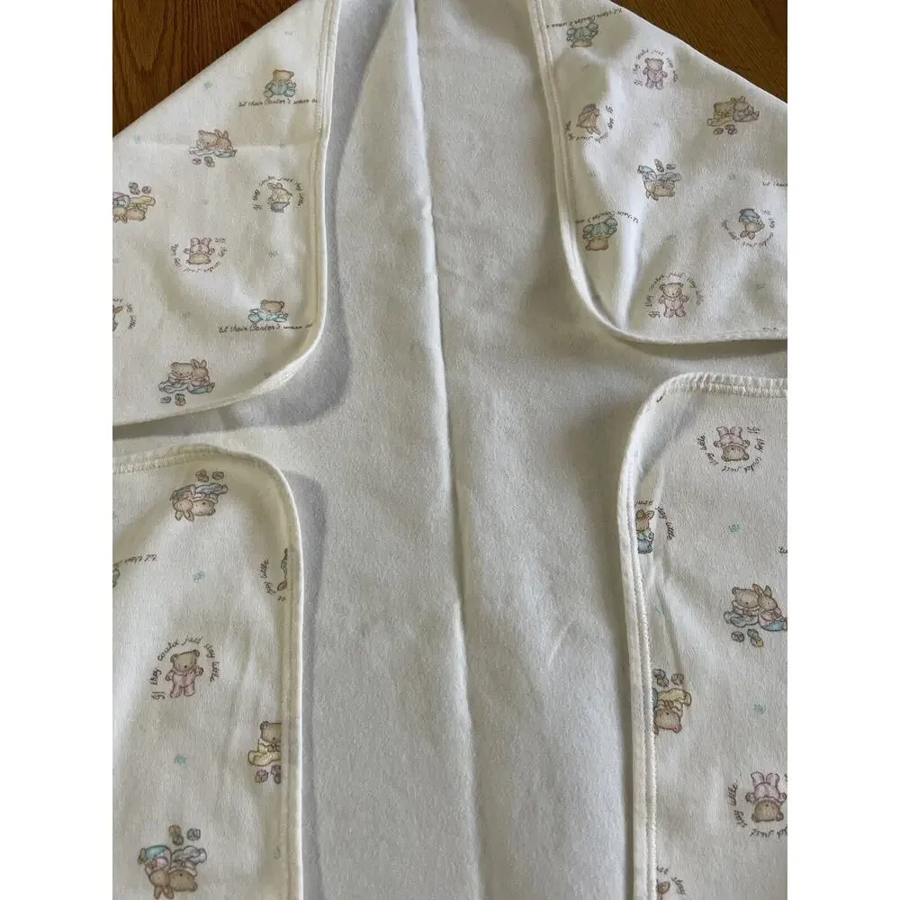 Vintage Carters Classics If They Could Stay Little Baby Blanket White Bear Bunny